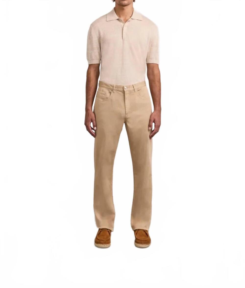 NEW FRESCOBAL CARIOCA men's columbo 5 pocket cotton twill trouser in stone beige